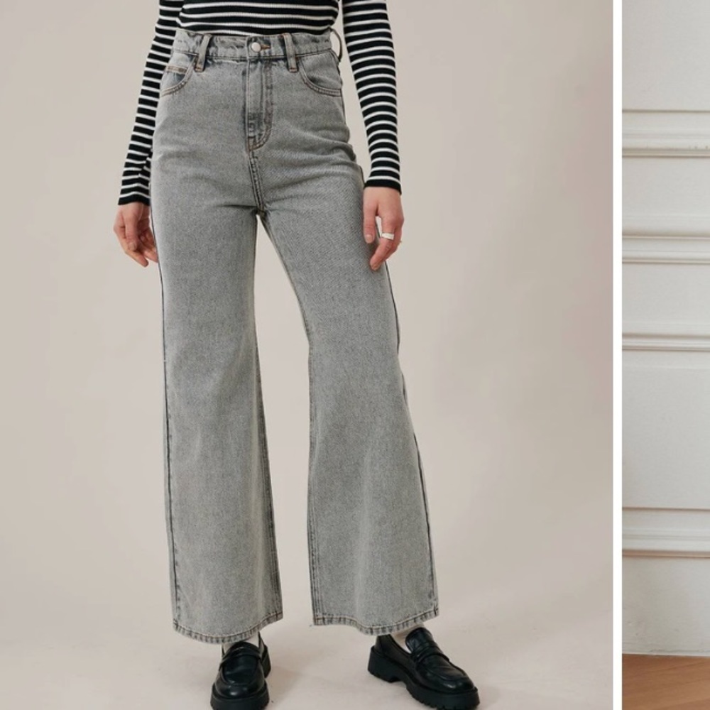 Rihoas high rise gray wide leg jeans size large